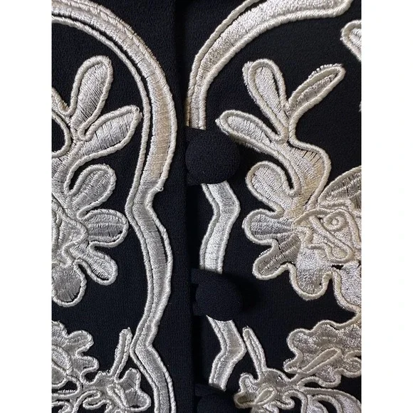 Vintage Saks Fifth Avenue Brocade Black and White Short Jacket Size 8 Old Money - Picture 8 of 14